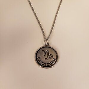 Capricorn Zodiac Sign Necklace Pendant Horoscope New Silvertone Stainless Chain